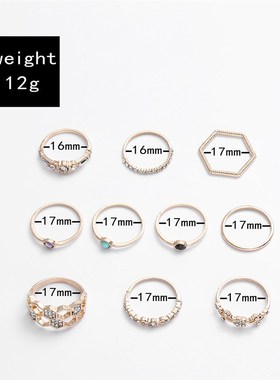 极速Fashion diamond inlaid hollow ring personality multicolo