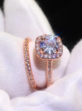 极速Rings for Women Square Four Prong Cubic Zirconia Rings S