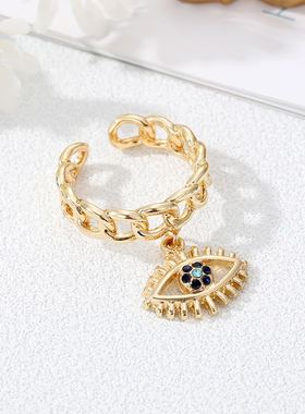 2023 Zircon Evil Eye Hamsa Hand Tassel Ring For Women Men