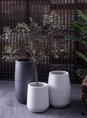 极速别墅景观园林插花装饰摆件北欧现代简约黑色客厅超大陶瓷落地