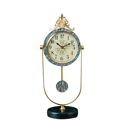 高端黄铜座钟家用轻奢台钟客厅台式钟表欧式坐钟摆件新中式石英钟 - 图2