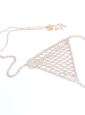 欧美链胸身体比基尼性感夸张爆款水钻风女内裤夜店body新款金属