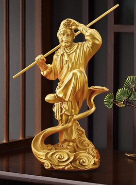 速发铜天战圣摆件纯黄齐生肖猴斗大胜佛家居客厅书房装饰工艺品