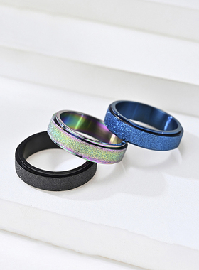 钛钢磨砂可转动戒指男潮小众精致食指指环冷淡风女士尾戒