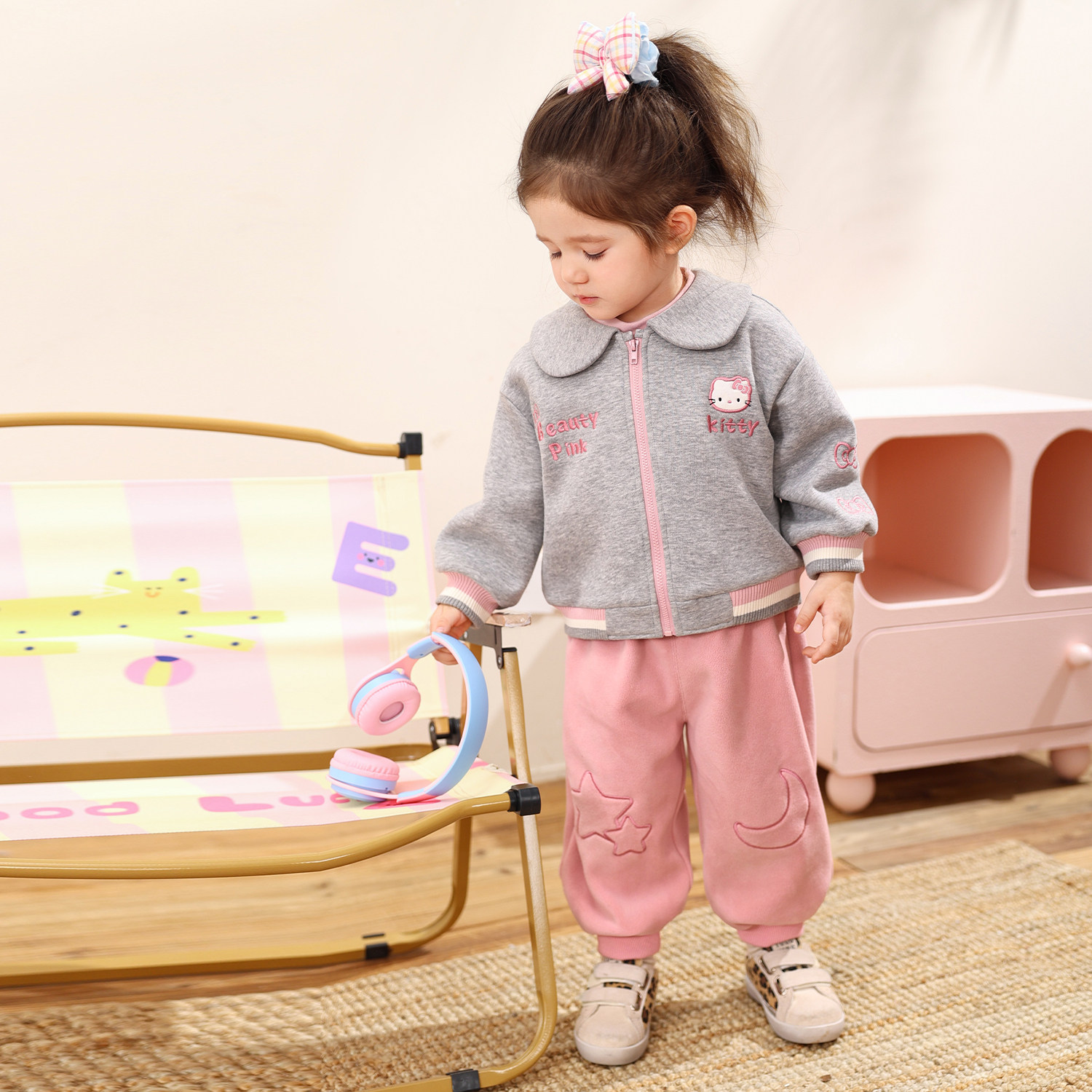 小o爸女婴童 女宝宝摇粒绒裤2025冬季婴儿保暖卫裤加绒休闲运动裤 - 图3