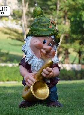 户外花园卡通白雪公主和七个小矮人玻璃钢雕塑幼儿园人物装饰摆件