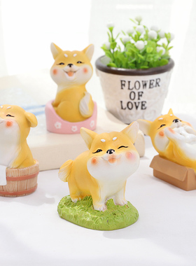 好货柴犬摆件家居饰品创意可爱卡通树脂狗狗小摆设少女心桌面装饰