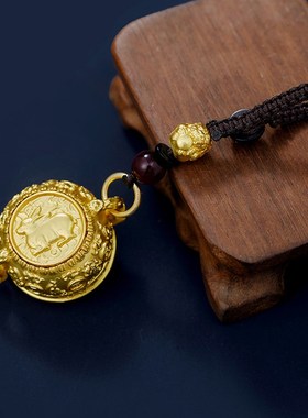 十二生肖聚宝盆招财聚财钥匙扣挂件转转钥匙挂饰2025纯黄铜摆件