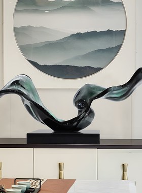 极速酒店大堂长条横向摆件大型落地雕塑艺术售楼处客厅入户玄关装