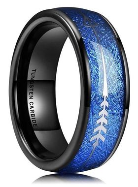8mm Blue Fashion Men Rings Tungsten Carbide Ring Inlay Arrow