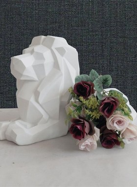 摆件狮子几何香薰车载扩香装饰北欧家居石膏石汽车品模具礼物简约