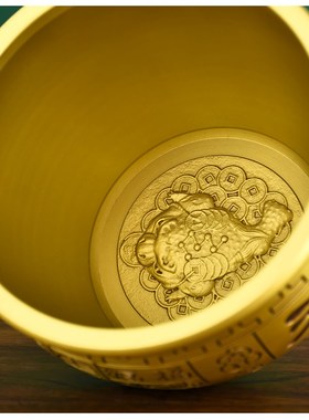 纯黄铜故宫缸百福米缸聚宝盆摆件客厅家居店铺公司开业礼品工艺品