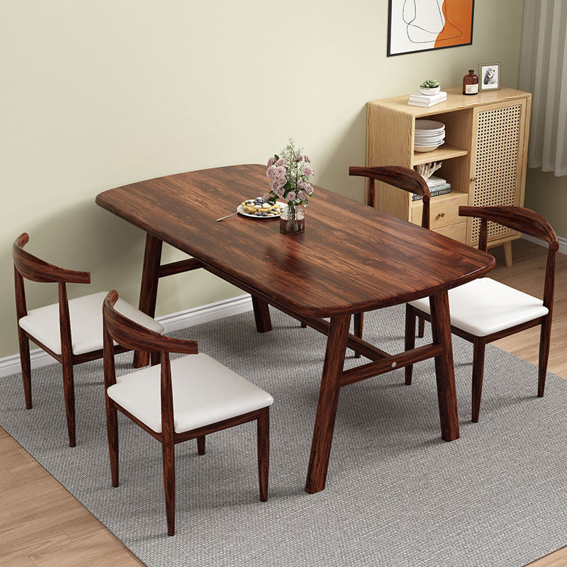 餐桌家用现代简约小户型轻奢餐厅长方形桌子简易吃饭洽谈桌椅组合 - 图1