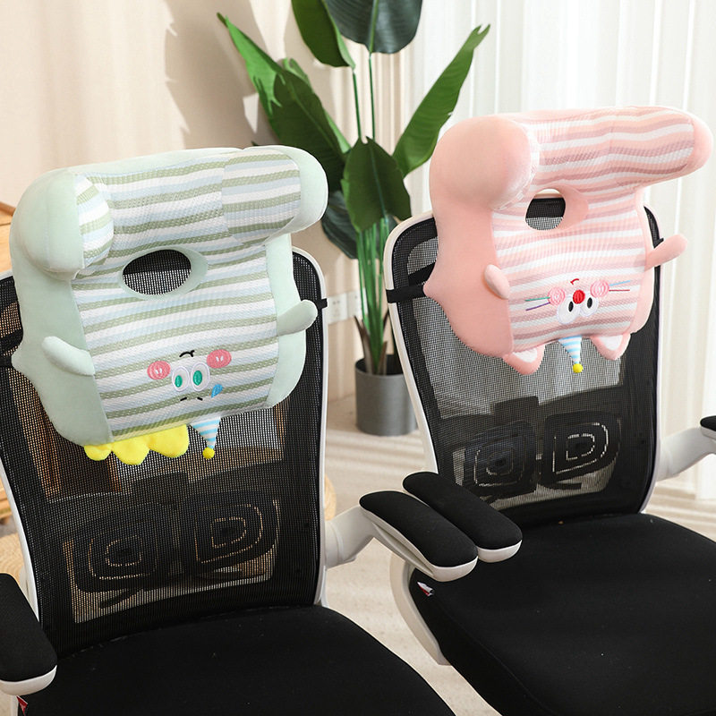 卡通多巴胺冰丝条纹办公室仰椅子睡午休枕护腰睡靠枕枕头靠垫趴,淘宝优惠券,粉丝福利购,淘宝优惠卷