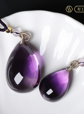 巴西天然紫水晶水滴毛衣链礼物