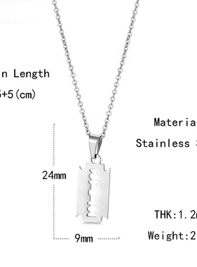 newStainless Steel Safety Blade Razor Pendant Necklace Punk