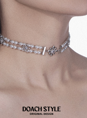 DOACH原创双层珍珠雪花项链