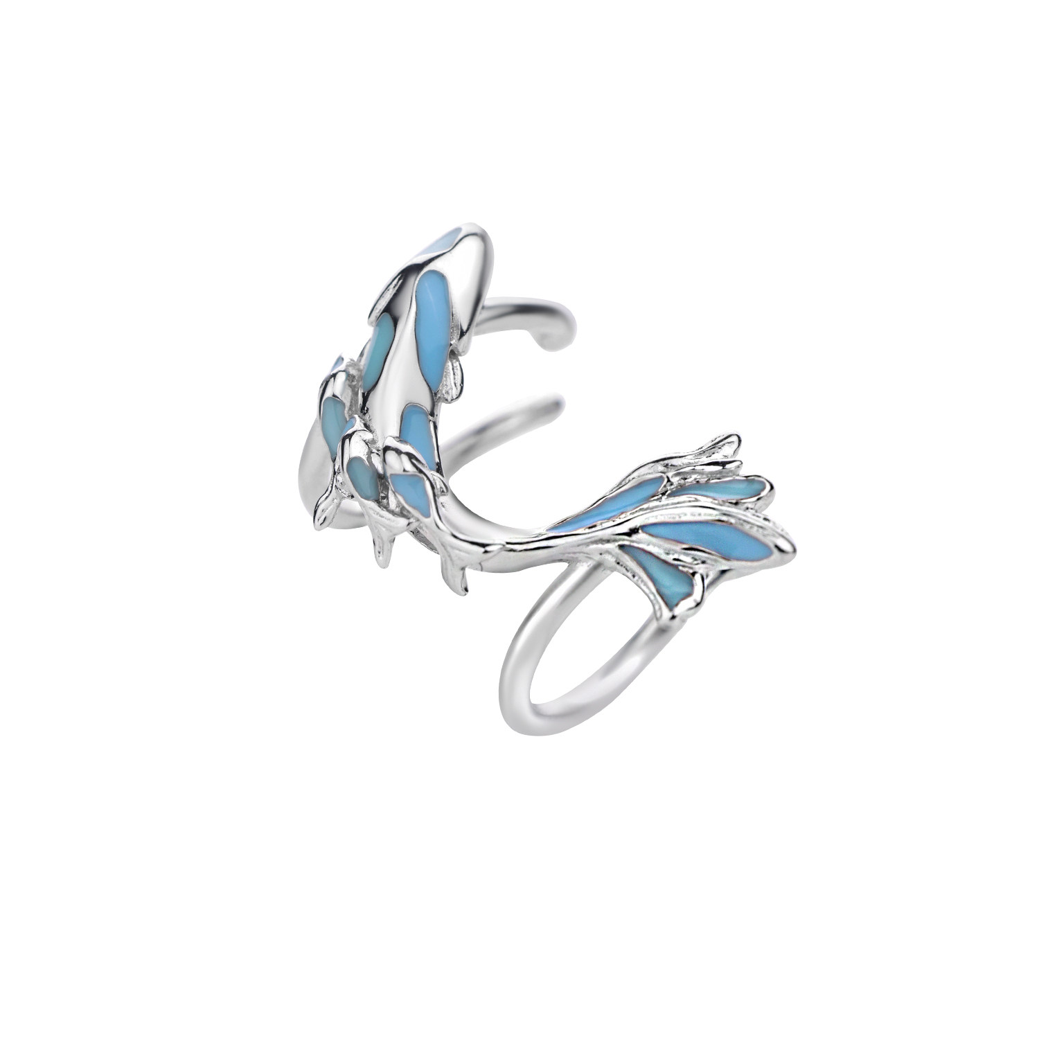 DOACH 原创纯银海域蓝小鱼耳骨夹无耳洞耳饰高级感小众甜酷风耳环,淘宝优惠券,粉丝福利购,淘宝优惠卷