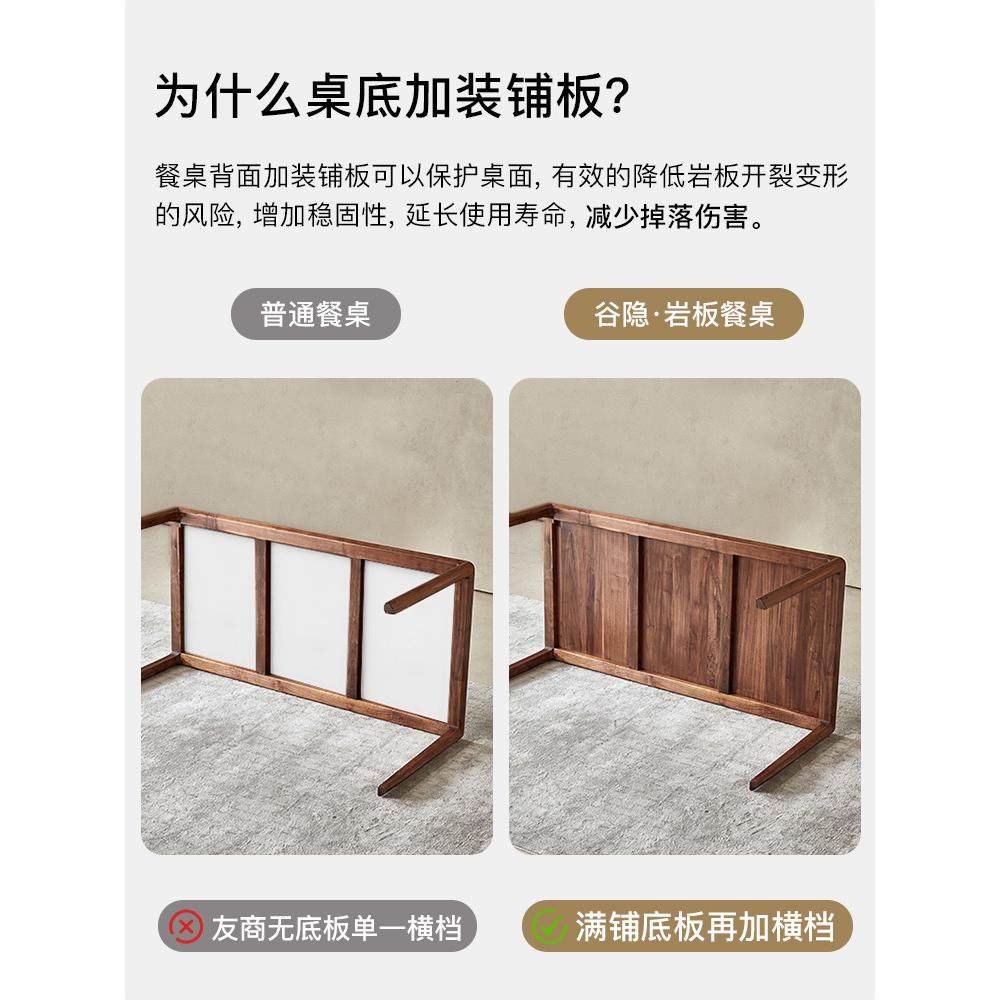 北美黑胡桃木餐桌现代简约轻奢家用岩板餐桌全实木饭桌长方形桌子,淘宝优惠券,粉丝福利购,淘宝优惠卷