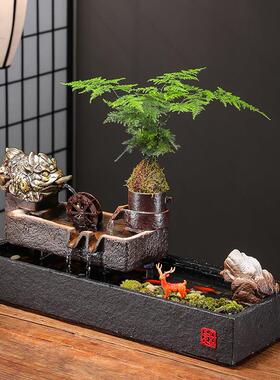 招财流水摆件循环水创意招财鱼缸办公室客厅家居桌面乔迁开业礼品