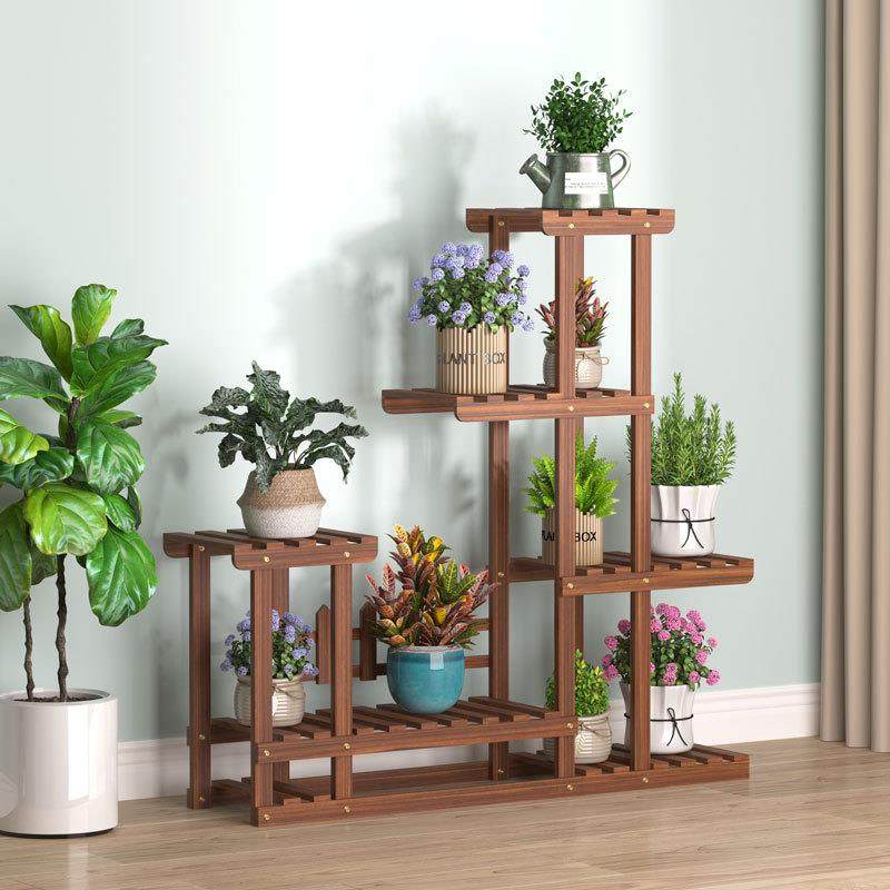 室内外实木质花架子阳台客厅碳化防腐绿萝多肉植物置物架落地多层,淘宝优惠券,粉丝福利购,淘宝优惠卷