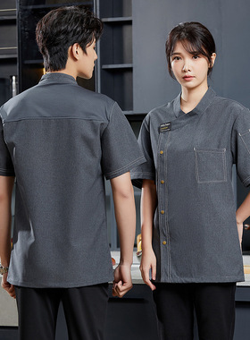 透气厨师工作服短袖男春夏酒店