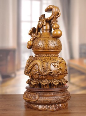 速发龙凤葫芦花乔摆件中式新房客厅入户玄关电结柜装饰品视婚瓶迁