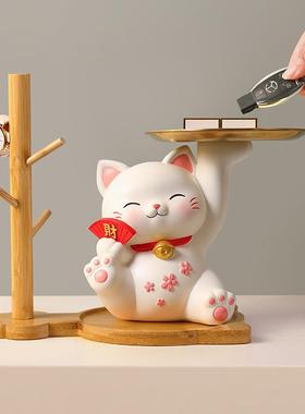 新款托盘猫摆件轻奢家用装饰卡通礼物品桌面客厅酒柜钥匙玄关摆件