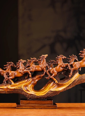 八骏雄风招财马到成功摆件工艺品