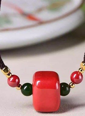 极速天然原矿朱砂帝王砂锁骨链纯手工编织项链女款时尚吊坠百搭礼