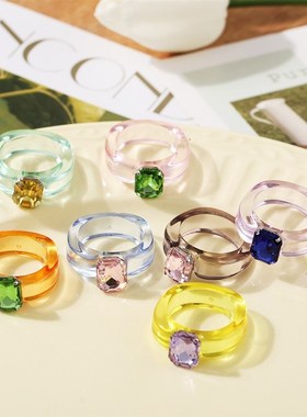 Jelly diamond ring finger rings women 果冻色钻石戒指彩色戒指