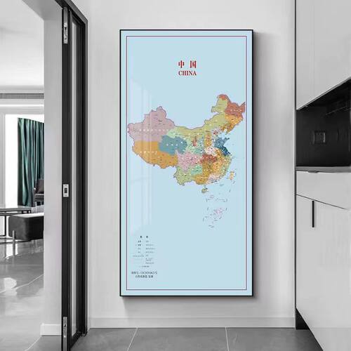 中国玄关过道走廊地图装饰画简约画现代客厅沙发背景墙办公室挂画 - 图1