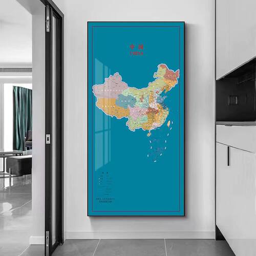 中国玄关过道走廊地图装饰画简约画现代客厅沙发背景墙办公室挂画 - 图2