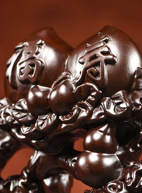 黑檀实木寿桃摆件送老年人大寿爷爷奶奶长辈实用祝寿贺寿生日礼物