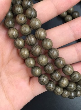 精品金丝楠阴沉木佛珠8mm108颗手链绿料手工打磨手串男女情侣款