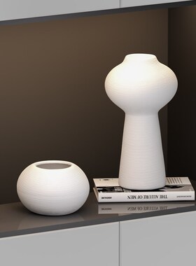 速发极简素柜厅瓷干花花瓶花插客陶书柜酒烧样板间装饰品摆件