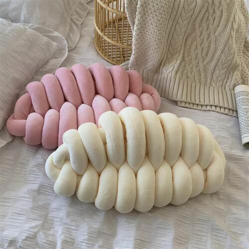 速发北欧风简约氨纶毛毛虫编织抱枕椅沙发靠背靠枕装饰飘窗靠垫新 - 图0