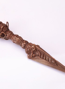 速发藏式金刚三面用色普巴金刚杵黄降复纯铜手工橛魔古民族风家红