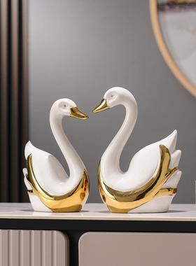 休闲陶瓷天鹅门套创意家居及万时兴高端家居客厅电视柜装饰礼品