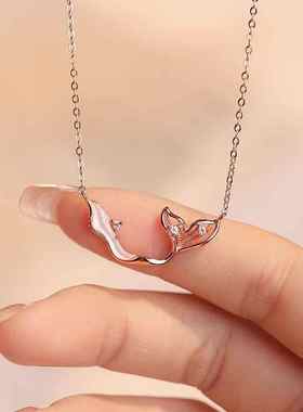 S925纯银美人鱼项链女轻奢小众