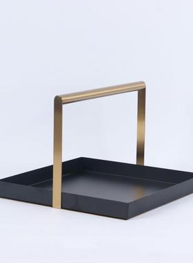 新中式创意客厅餐桌卧室托盘摆件酒店样板房间软装配饰工艺品摆设