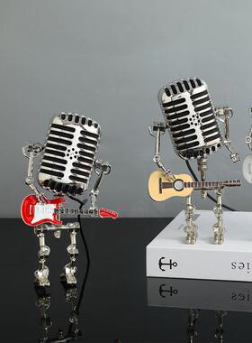 轻奢音乐机器人儿童房床边夜轻朋克吉他书桌工作站小饰品减压