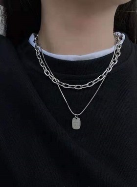 Double letters party CARDS with titanium steel necklaces can