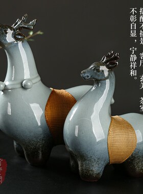 好货亮白瓷成都企业动物鹿摆件包邮便携西施壶手工艺品商务送礼玄