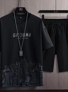 2022 Summer Mens Tracksuit 2 Piece Set Fashion Casual Solid