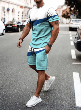 2022 New Summer Mens Suit Casual Beach Shorts Suit Sea View