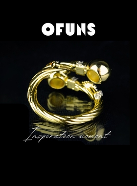 「双闪」中古重工拉丝开口戒女