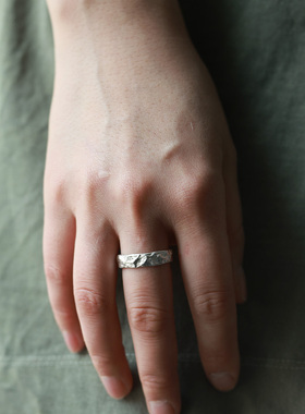 手工原创《寻山》足银戒指国风