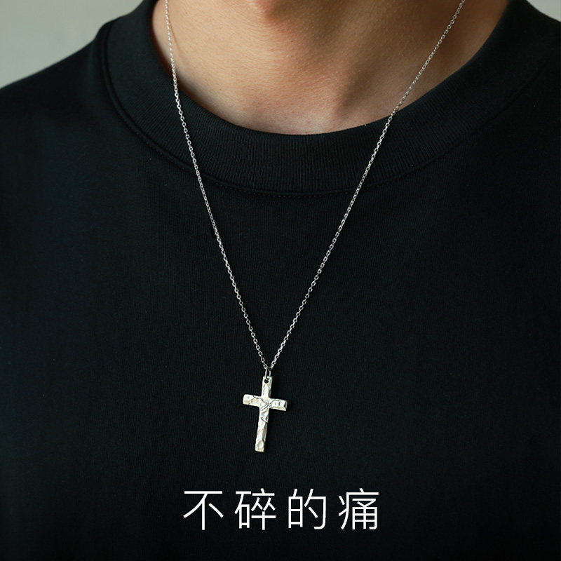 Handmade 999 sterling silver cross pendant necklace