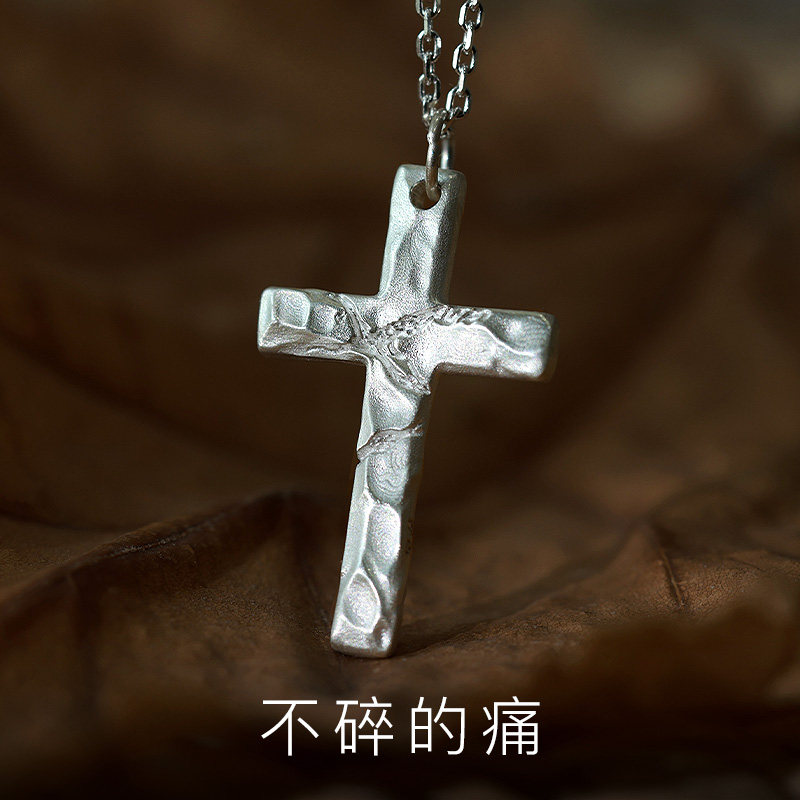 Handmade 999 sterling silver cross pendant necklace